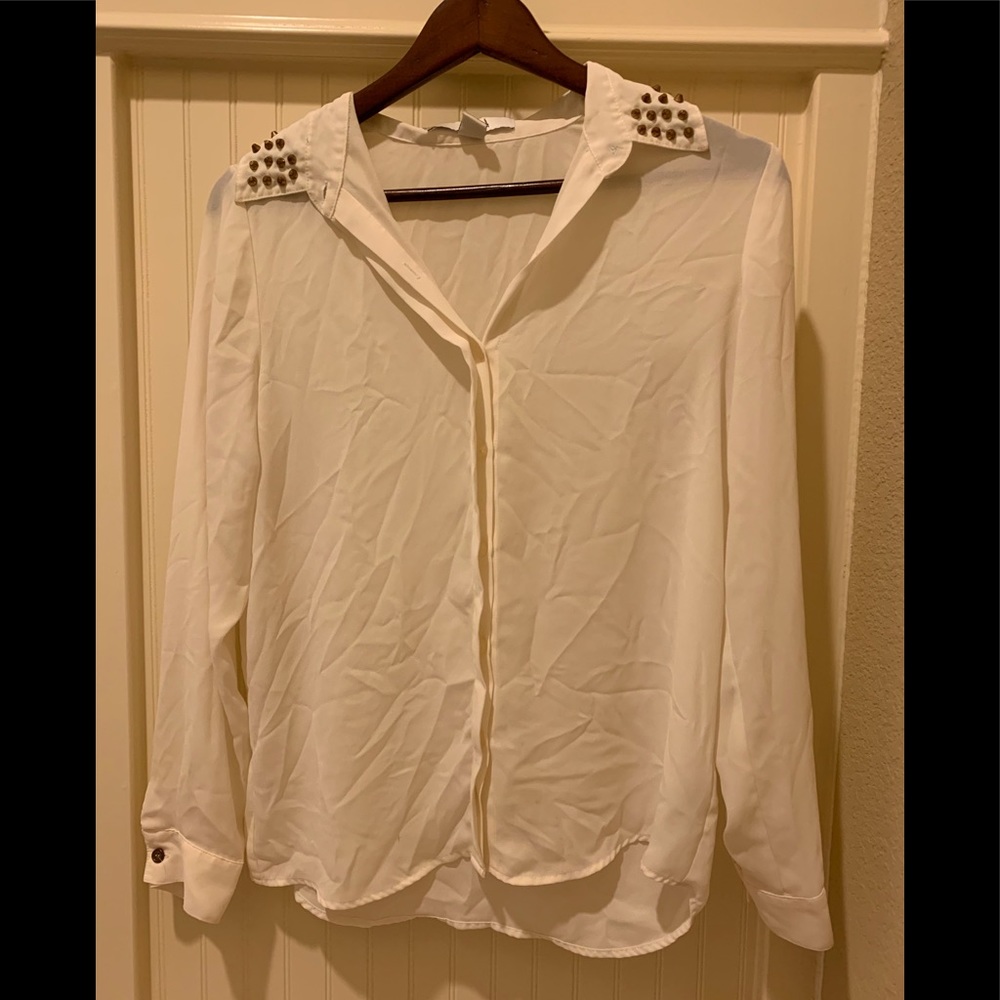 White See-Through Studded Blouse